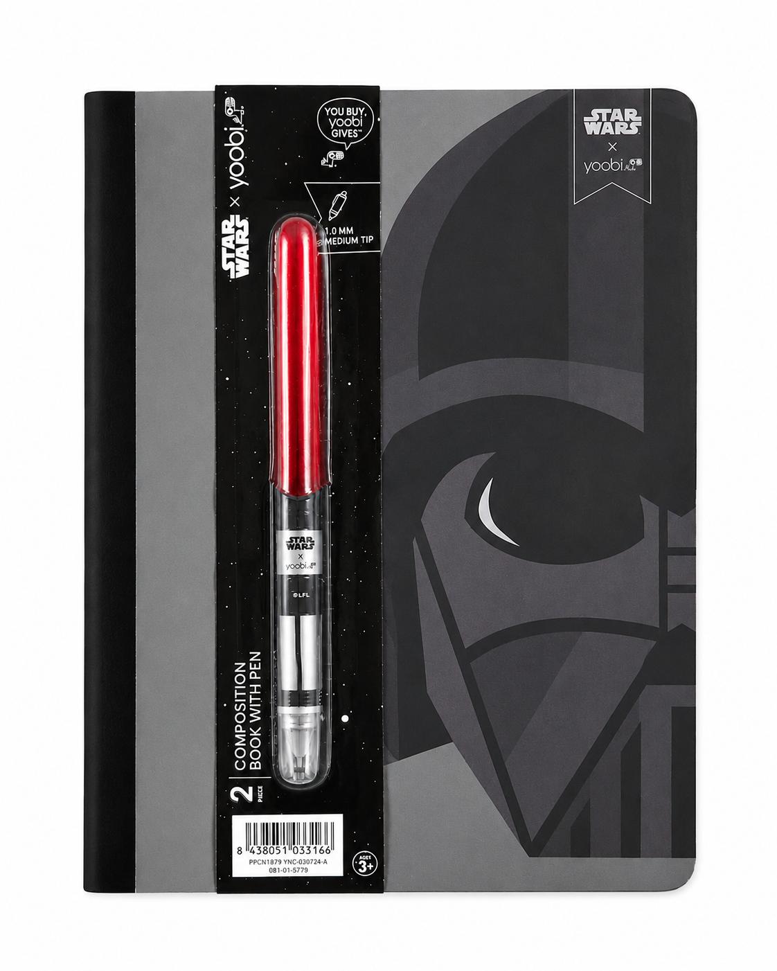 Yoobi Composition Books 7.5"x9.75" Darth Vader With Lightsaber Pen