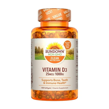 Sundown Vitamin D3 1000 IU, Supports Bone, Teeth, and Immune Health, 400 ct *Exp 03/26*