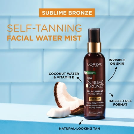 L'Oreal Paris Sublime Bronze Self-Tanning Facial Water Mist, Vitamin E, 3 fl oz