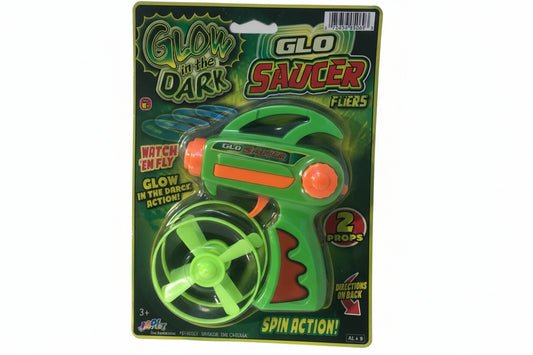 JA-RU Glow in the Dark GLO Saucer Fliers Shooting Flying Toy *Damaged Package*