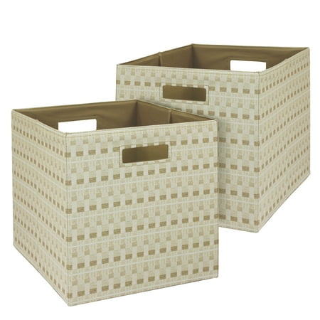 Better Homes & Gardens Fabric Cube Storage Bins (12.75 x 12.75), Patchwork Stripe, 2 Pack