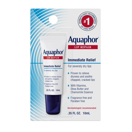 Aquaphor Lip Repair Ointment, Long-lasting Moisture to Soothe Dry Chapped Lips, .35 fl. oz. Tube