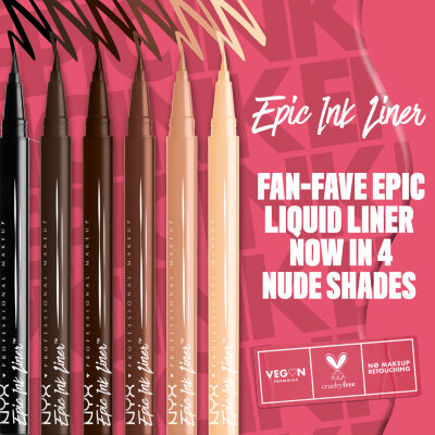 NYX Professional Makeup, Black EIL01, Epic Ink Waterproof Liquid Eyeliner
