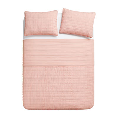 Swift Home Twin/Twin XL Lightweight Oversized Enzyme Washed Crinkle Quilt Coverlet Bedspread Set