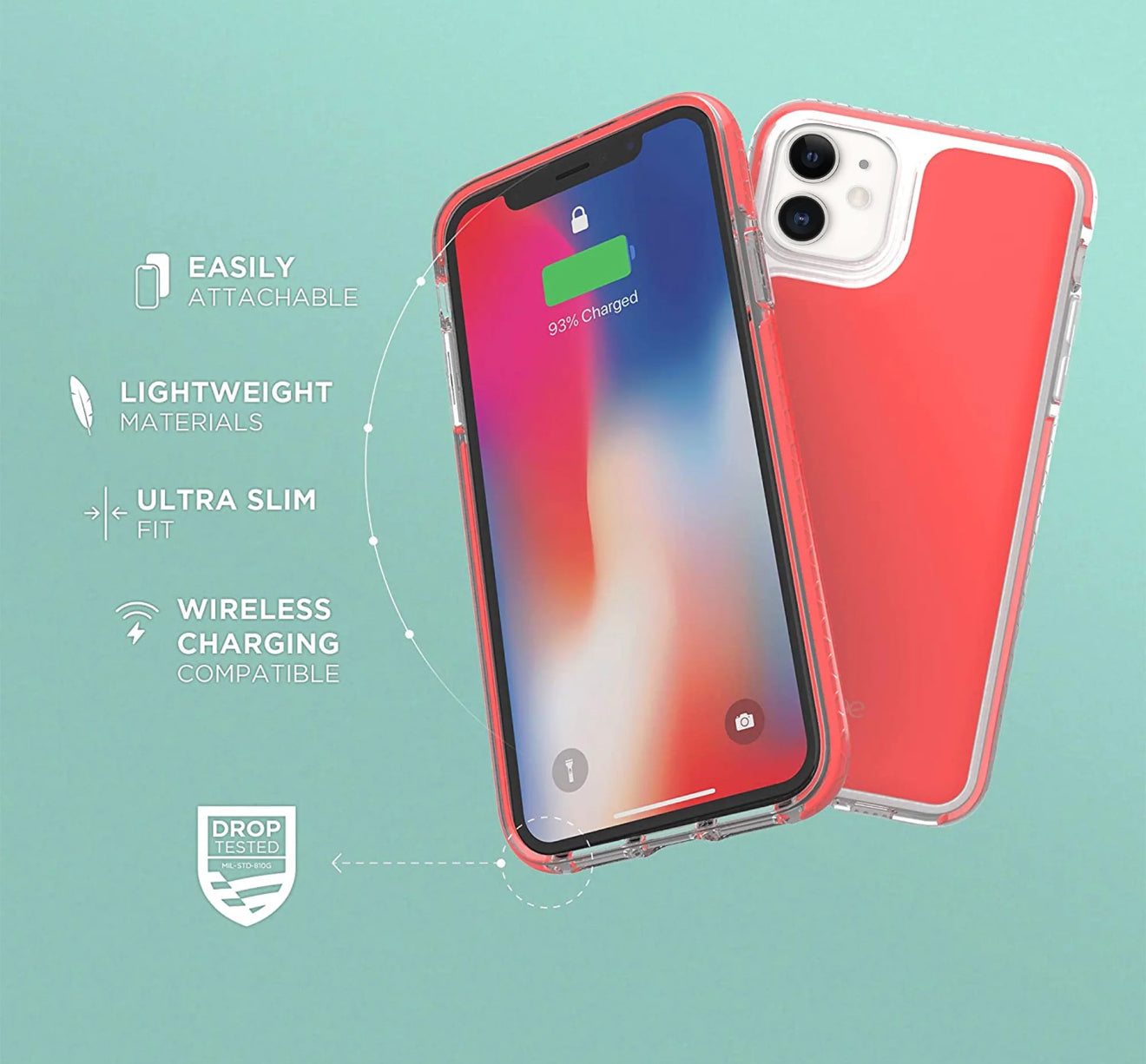 iHome Slim Protective Case for iPhone 11 – Coral Red