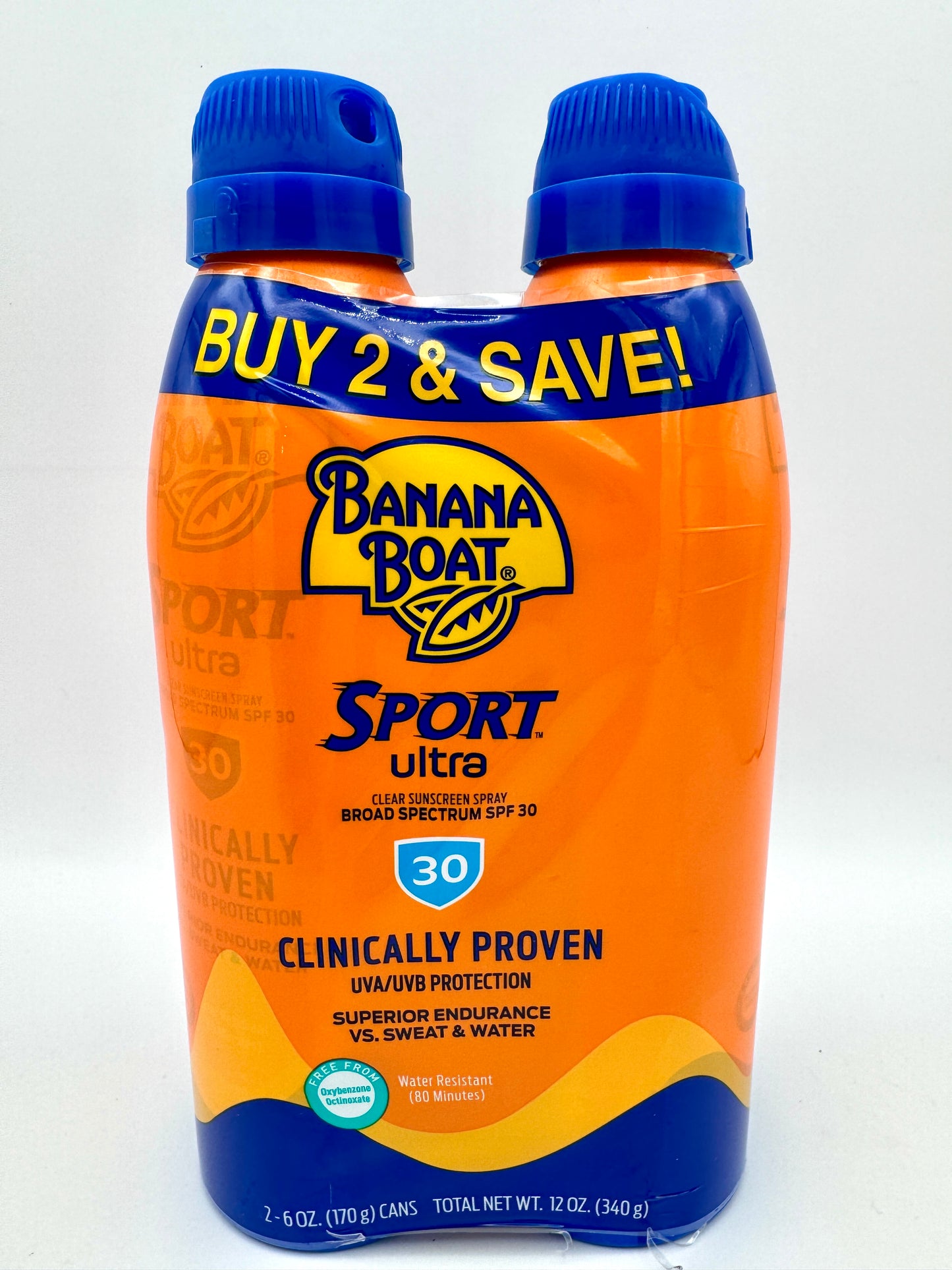 Banana Boat Ultra Sport Clear Sunscreen Spray - SPF 30 - 12oz/2pk **EXP 01/2026**