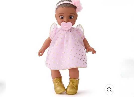 FAO Schwarz 14" Cuddle Baby Doll - Dark Brown Hair *SLIGHTLY DAMAGED BOX*