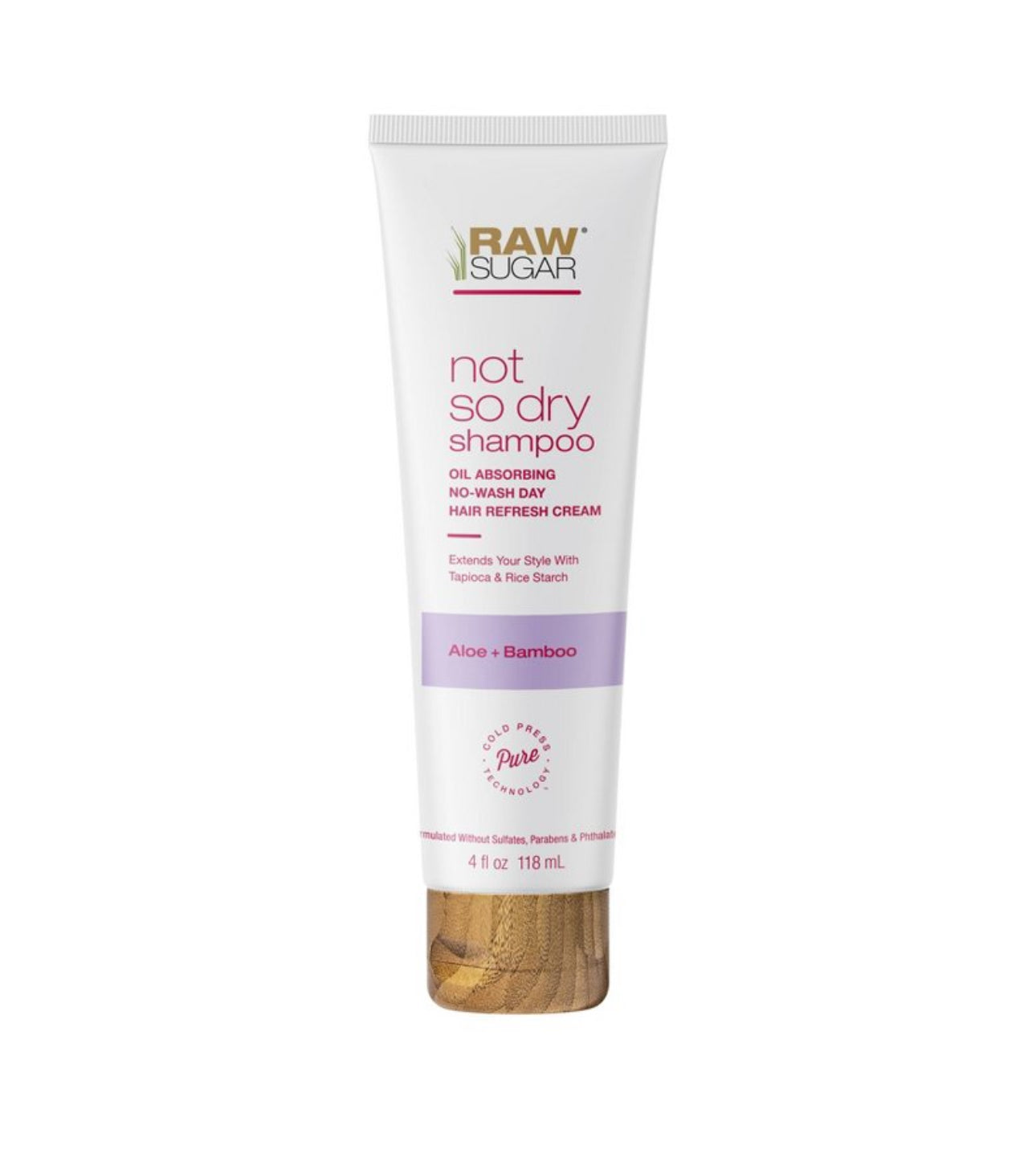 Raw Sugar not so dry shampoo oil absorbing no-wash day hair refresh cream 4fl oz