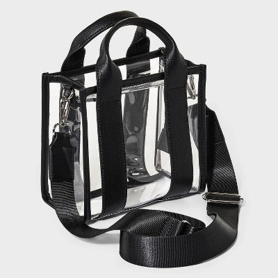 Mini Tote Crossbody Bag - Black/Clear
