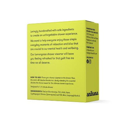 anihana Aromatherapy Essential Oil Shower Steamer - Lemongrass - 1.76oz *Damaged Box*
