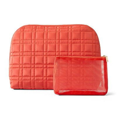 Sonia Kashuk  Large Travel Makeup And Toiletry Bag Set - 2pc - Coral Quilted