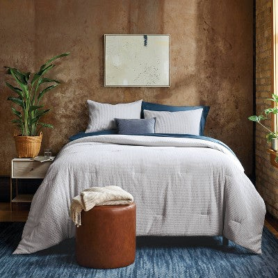 King Washed Waffle Weave Comforter and Sham Set Comfort Light Gray - Threshold