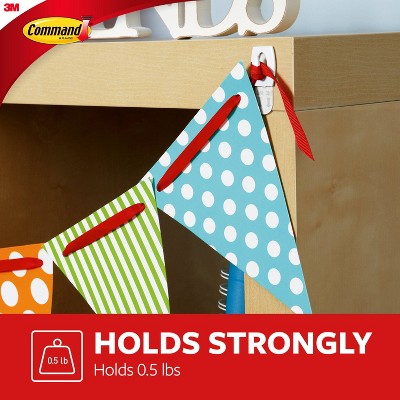 Command 12pk Damage Free Mini Hooks White 0.5 Lb Adhesive Plastic Hooks for Stockings & Lights