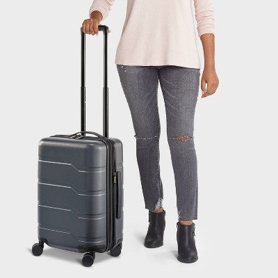 Hardside Carry On Suitcase Gray - Open Story *Light Scratches on Outside*