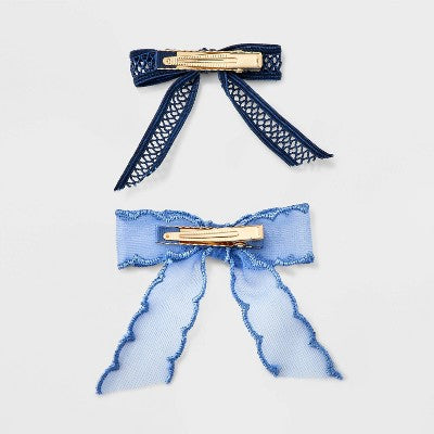 Girls' 6pk Ribbon Bow Clip Set - art class  Blue