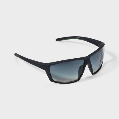 Men's Rubberized Plastic Wrap Sport Sunglasses with Gradient Lenses - All In Motion  Black: Scratch-Resistant, UV Protection