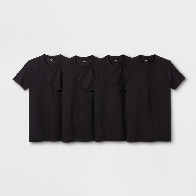 Men's S 34/36 Short Sleeve 4pk Crewneck T-Shirt - Goodfellow & Co Black