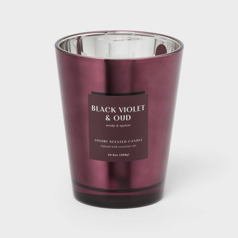 Purple Metallic Jar Candle Black Violet and Oud 20 oz - Threshold