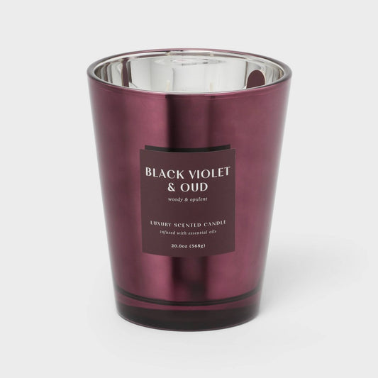 Purple Metallic Jar Candle Black Violet and Oud 20 oz - Threshold