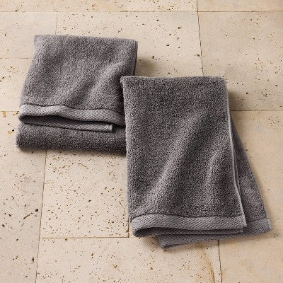2pk Organic Hand Towel Dark Gray - Casaluna