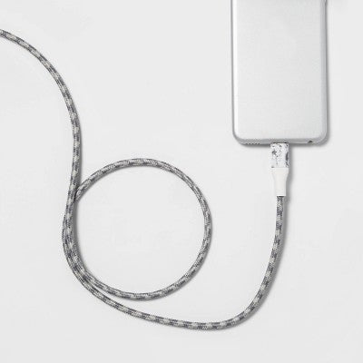6 Inch Lightning to USB-A Braided Cable - heyday  Marble/White