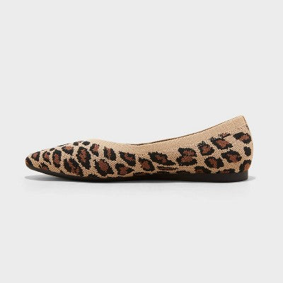 Women's 7.5 Claire Knit Washable Ballet Flats - A New Day Light Brown Pull-On, Removable Footbed