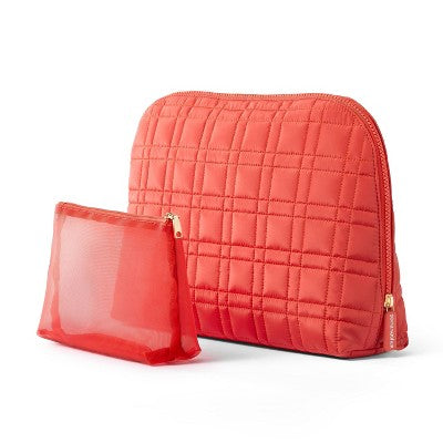 Sonia Kashuk  Large Travel Makeup And Toiletry Bag Set - 2pc - Coral Quilted