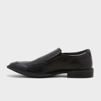 Men's 10.5 Toby Dress Shoes with Memory Foam Insole - Goodfellow & Co Black Slip-On Loafers, Treaded Outsole