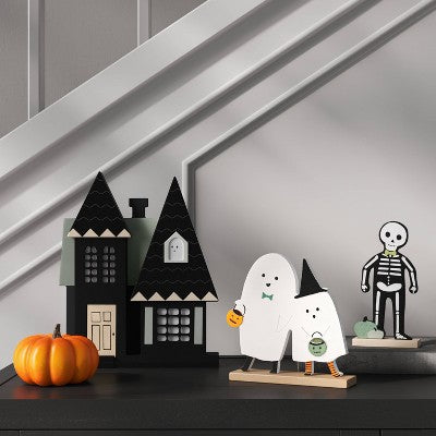10 Inch Wood Haunted House Halloween Decorative Sculpture - Hyde & EEK! Boutique
