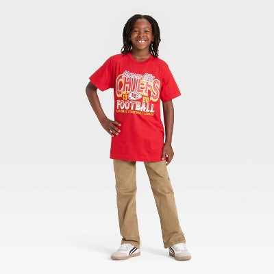 Boys' Size L Kansas City Chiefs Oversized Short Sleeve Graphic T-Shirt - Red