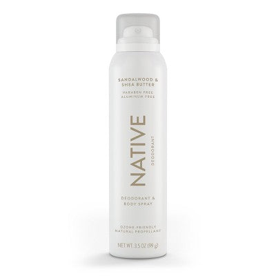 Native Deodorant & Body Spray - Sandalwood & Shea Butter - Aluminum Free - 3.5oz **May Be Missing Lid**