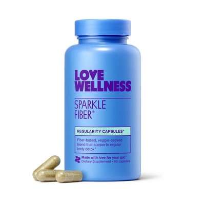 Love Wellness Sparkle Fiber Vegan Supplements for Easier Digestion & Regularity - 90ct *Exp 4/27*