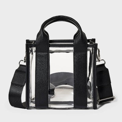 Mini Tote Crossbody Bag - Black/Clear
