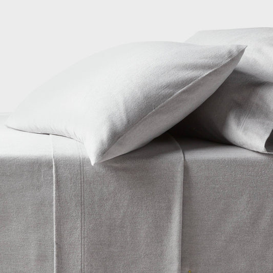 Twin/Twin XL Ultra Soft Flannel Sheet Set Eco Melange Gray - Threshold™