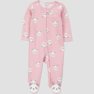 Girls' 6M Carter's Just One You Baby Panda Printed Sleep N' Play - Pink