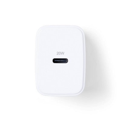 Single Port 20W USB-C Home Charger with 3' USB-C to USB-C Cable - Dealworthy  White