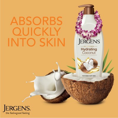 Jergens Hyrdating Coconut Hand and Body Lotion For Dry Skin, Dermatologist Tested - 16.8 fl oz