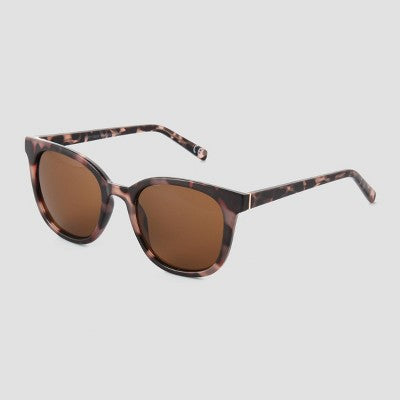 Women's Tortoise Shell Print Crystal Plastic Square Sunglasses - Universal Thread  Brown: Scratch-Resistant, UV Protection