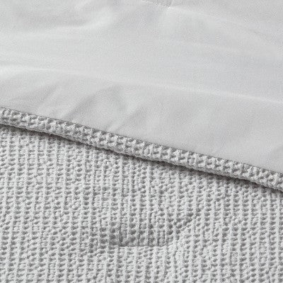 King Washed Waffle Weave Comforter and Sham Set Comfort Light Gray - Threshold
