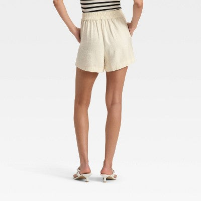 Women's Size S High-Rise Modern Gauze Shorts - A New Day Cream