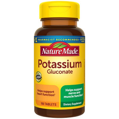 Nature Made Potassium Gluconate 550 mg, Dietary Supplement for Heart Health Support, 100 Tablets, 100 Day Supply *Exp:12/2028