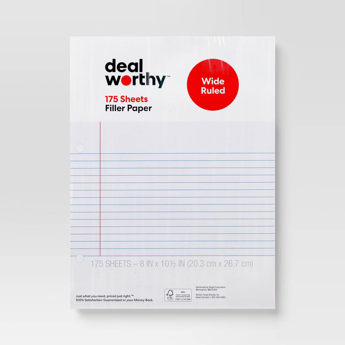 dealworthy Wide Ruled Filler Paper 175ct