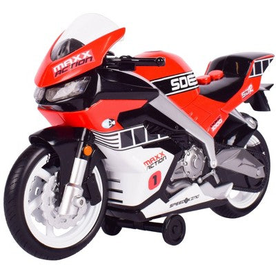 Maxx Action Red Motorized Toy Road Super Bike Motorcycle with Lights Sounds and Wheelie Feature *Damaged Box*