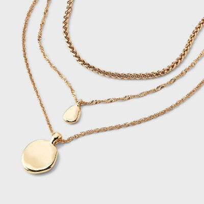 Multi-Strand Coin Drop Necklace - A New Day  Gold