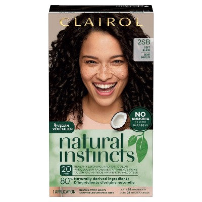 Natural Instincts Clairol Demi-Permanent Hair Color - 2SB - Soft Black *Open/Damaged Box All Contents Intact*