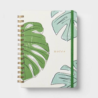 Narrow Ruled Journal 5.75x8 Inch Twin Wire Printed Palm Leaves - Threshold : Hard Cover Notebook for Teens & Adults, 240 Pages