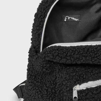 Kids' Mini Faux Shearling Backpack - Art Class  Black: Lightweight Solid Design, Ages 3-11, Recycled Polyester