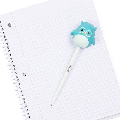 Yoobi Novelty Ballpoint Pen Squishy Topper Teal Owl