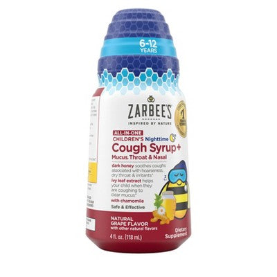 Zarbee's Kids' Nighttime Cough Syrup Grape Flavor - 4 oz *Exp 06/27*