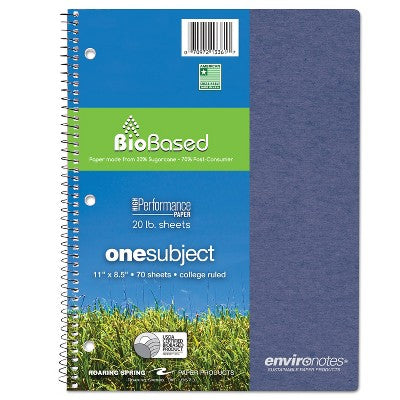 Roaring Spring Environotes Sugarcane Notebook 8 1/2 x 11 1 Subj 70 Sheets College *Color Chosen at Random*